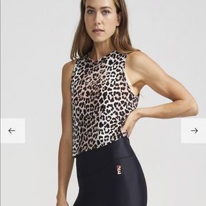 P.E. Nation Bar Down Tank-Linen Cheetah Print